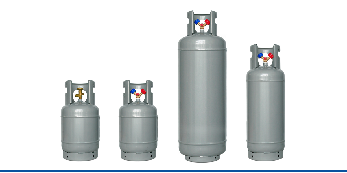 Refillable refrigerant cylinders